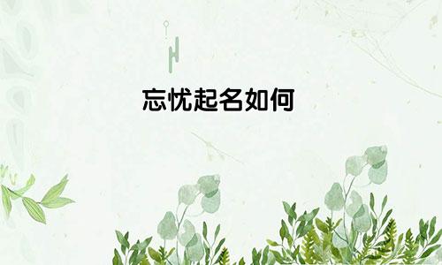 忘忧起名如何