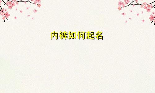 内裤如何起名