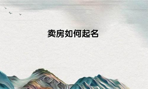 卖房如何起名