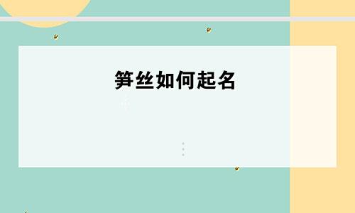 笋丝如何起名