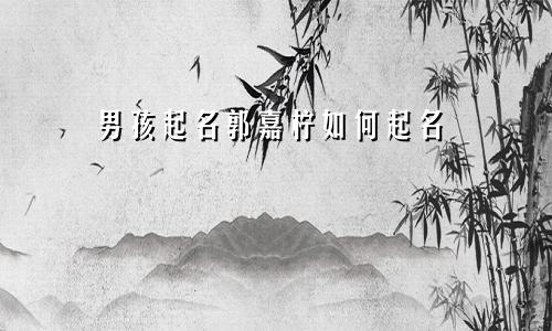 男孩起名郭嘉柠如何起名