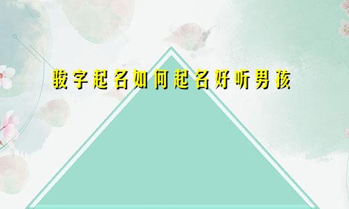 骏字起名如何起名好听男孩