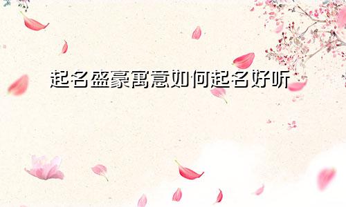 起名盛豪寓意如何起名好听