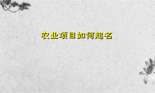 农业项目如何起名