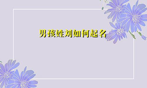 男孩姓刘如何起名