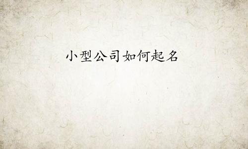 小型公司如何起名