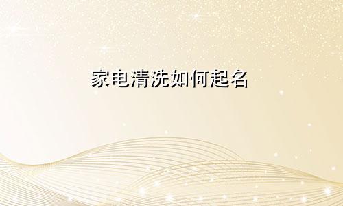 家电清洗如何起名