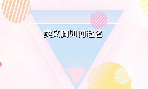 卖文胸如何起名