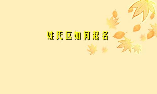 姓氏区如何起名