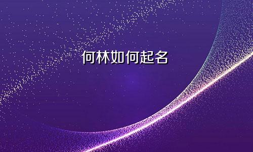 何林如何起名