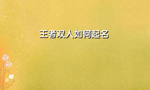 王者双人如何起名