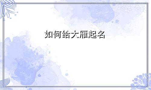 如何给大雁起名
