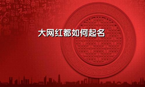 大网红都如何起名