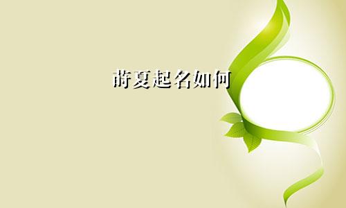 莳夏起名如何