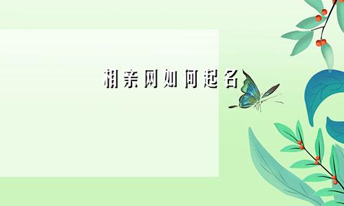 相亲网如何起名