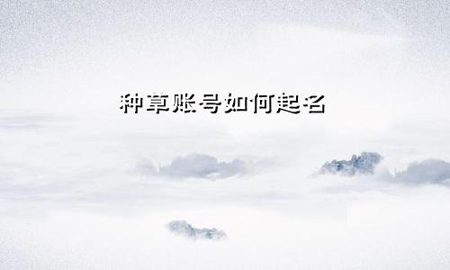 种草账号如何起名