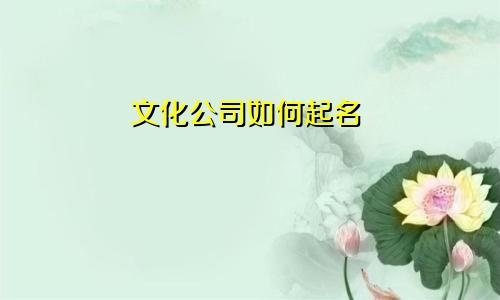 文化公司如何起名