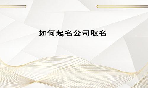 如何起名公司取名