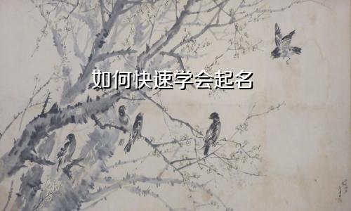 如何快速学会起名