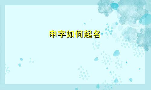 申字如何起名