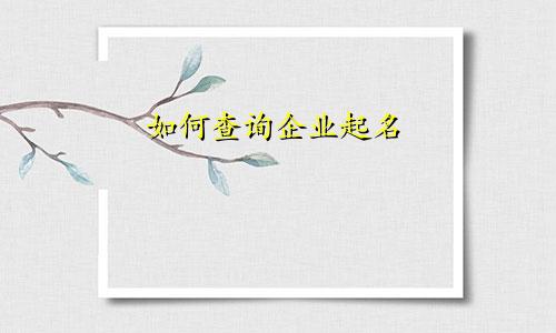 如何查询企业起名