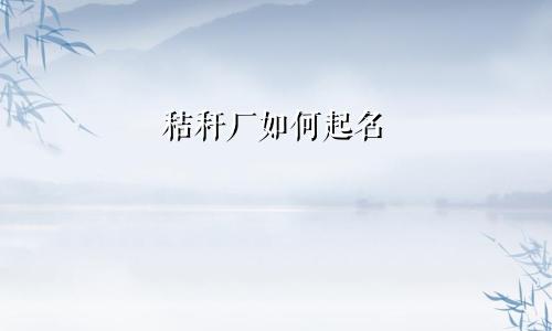 秸秆厂如何起名