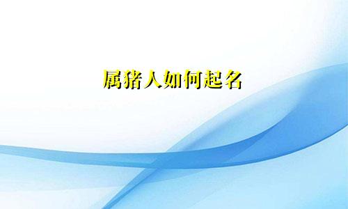 属猪人如何起名