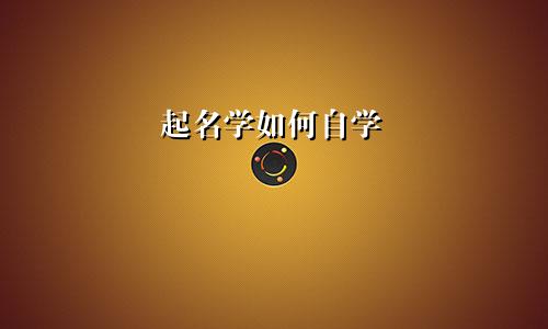 起名学如何自学