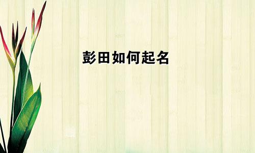彭田如何起名