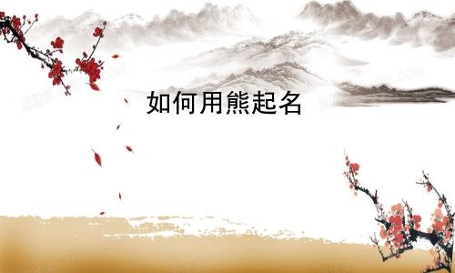 如何用熊起名