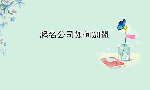 起名公司如何加盟