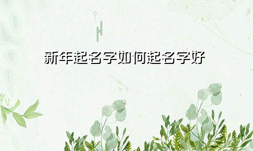 新年起名字如何起名字好