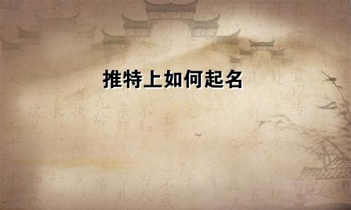 推特上如何起名