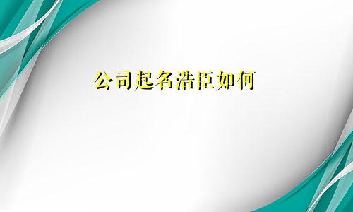 公司起名浩臣如何