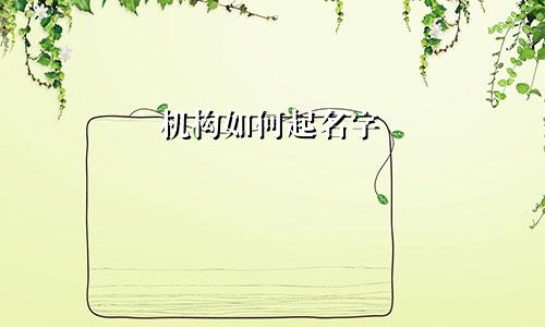 机构如何起名字