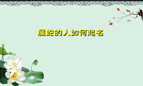 属蛇的人如何起名